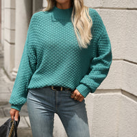 Mock Neck Solid Knit Sweater