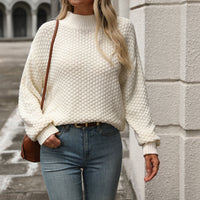 Mock Neck Solid Knit Sweater