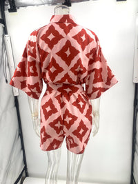 Printed Lace-Up Casual Jumpsuit