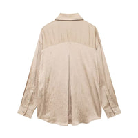 Silk Satin Textured Shirt &amp; Straight-Leg Pants Set
