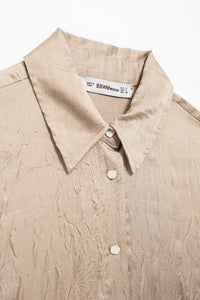 Silk Satin Textured Shirt &amp; Straight-Leg Pants Set