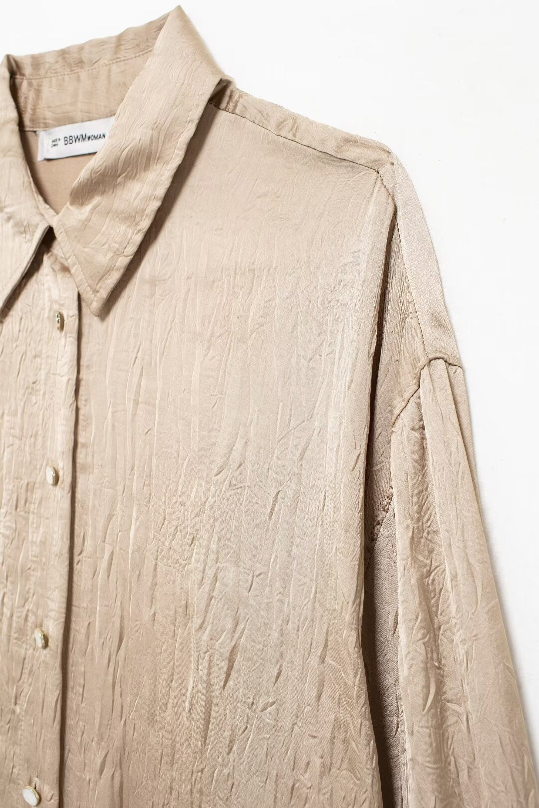 Silk Satin Textured Shirt &amp; Straight-Leg Pants Set