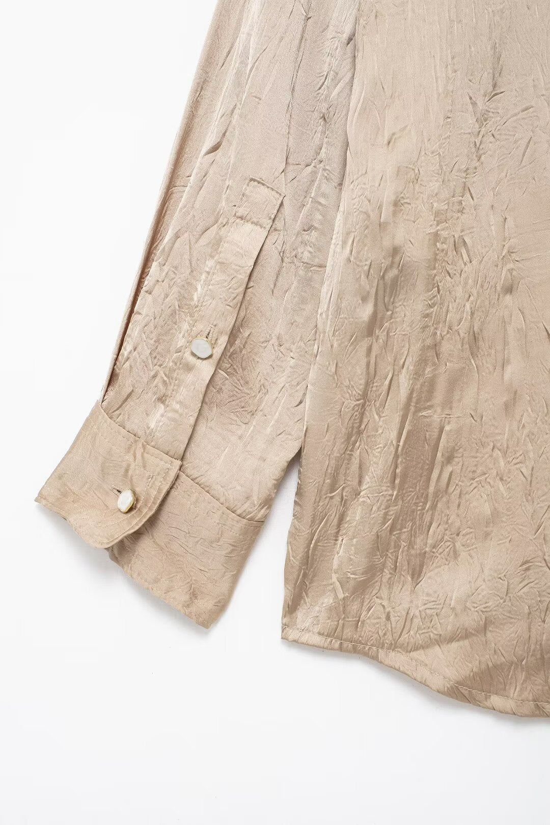 Silk Satin Textured Shirt &amp; Straight-Leg Pants Set