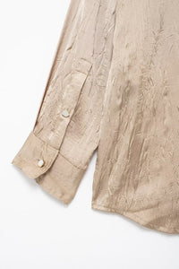Silk Satin Textured Shirt &amp; Straight-Leg Pants Set