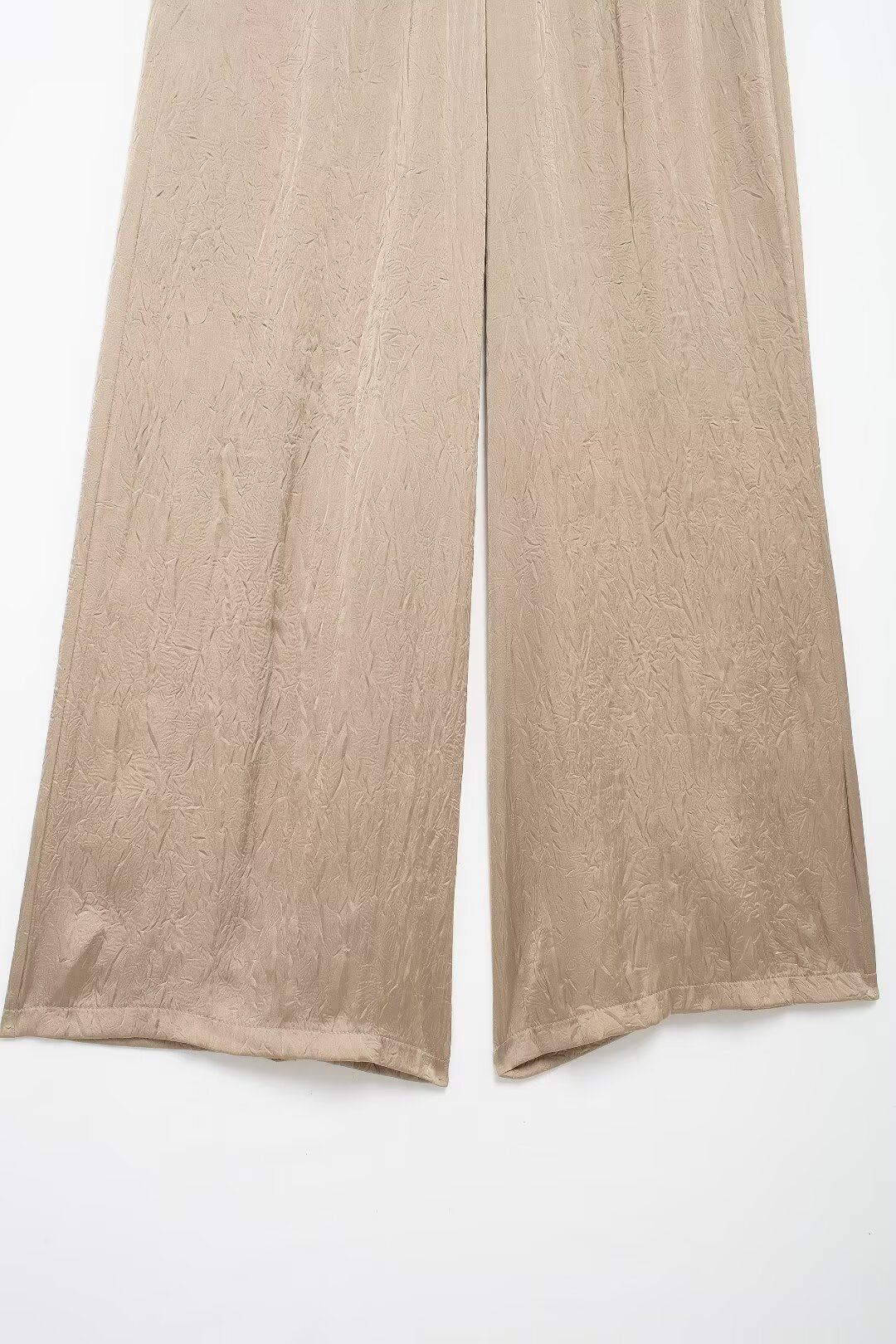 Silk Satin Textured Shirt &amp; Straight-Leg Pants Set