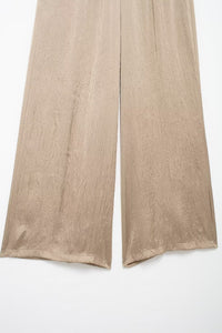 Silk Satin Textured Shirt &amp; Straight-Leg Pants Set