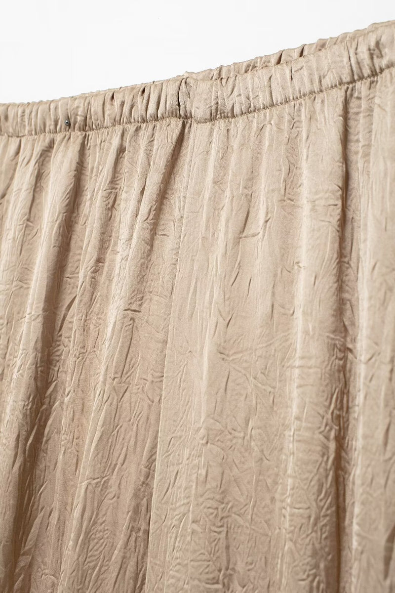 Silk Satin Textured Shirt &amp; Straight-Leg Pants Set