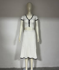 Cardigan and Pleated Skirt Set