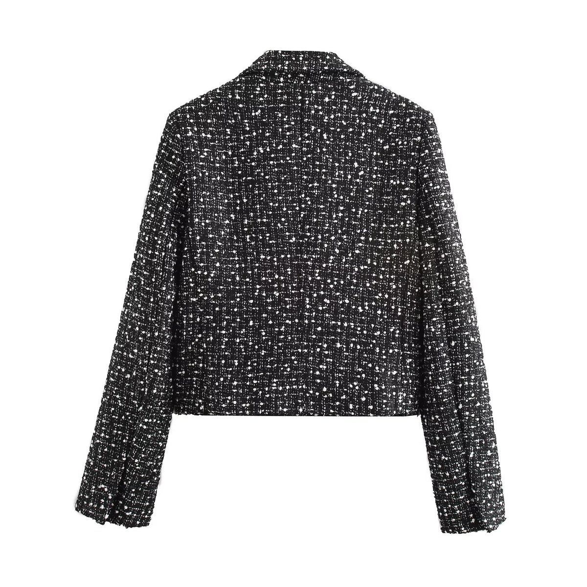 Spring Short Textured Double-Breasted Blazer