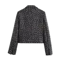 Spring Short Textured Double-Breasted Blazer