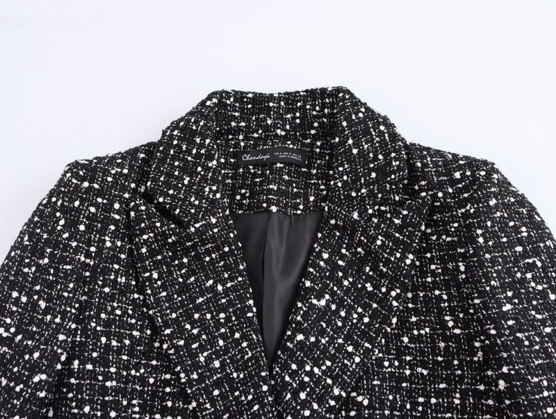 Spring Short Textured Double-Breasted Blazer