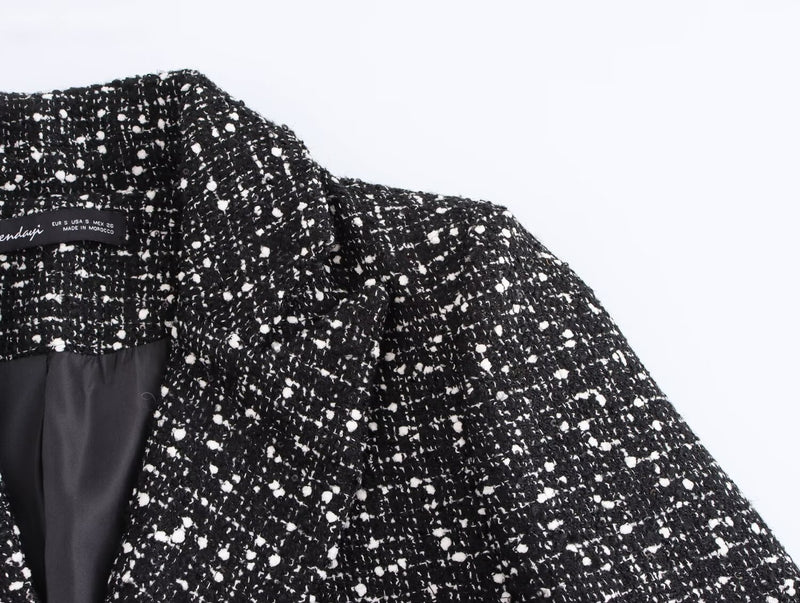Spring Short Textured Double-Breasted Blazer