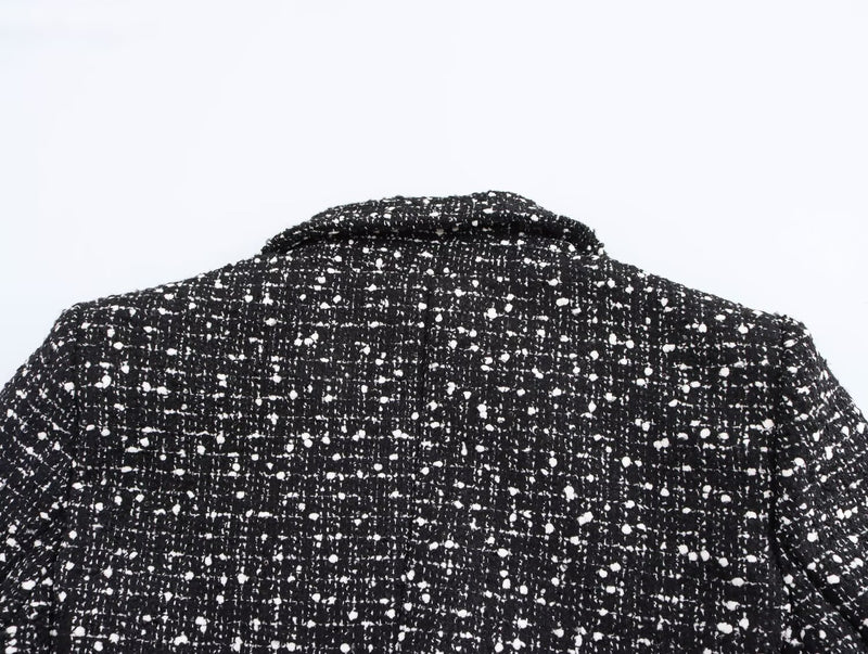 Spring Short Textured Double-Breasted Blazer