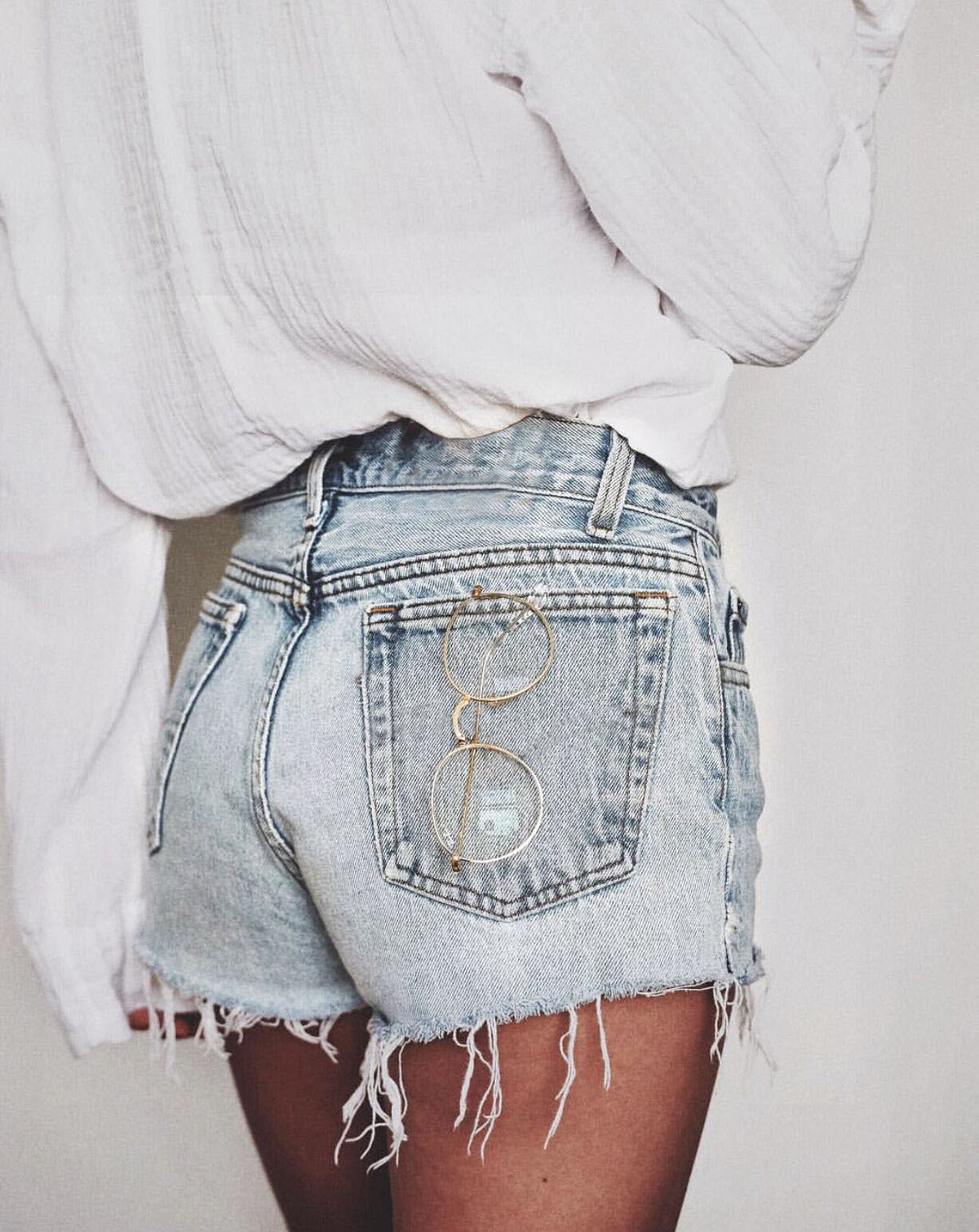 High-Waist Slim Fit Denim Shorts