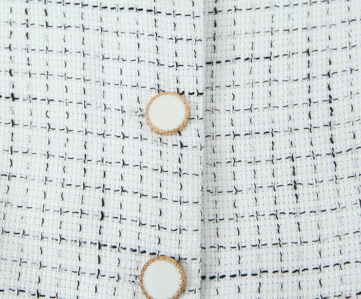 Tweed Plaid Blazer and High-Waist Skirt Set