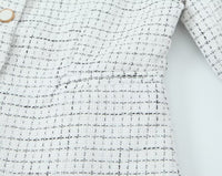 Tweed Plaid Blazer and High-Waist Skirt Set