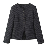 Tweed Plaid Blazer and High-Waist Skirt Set