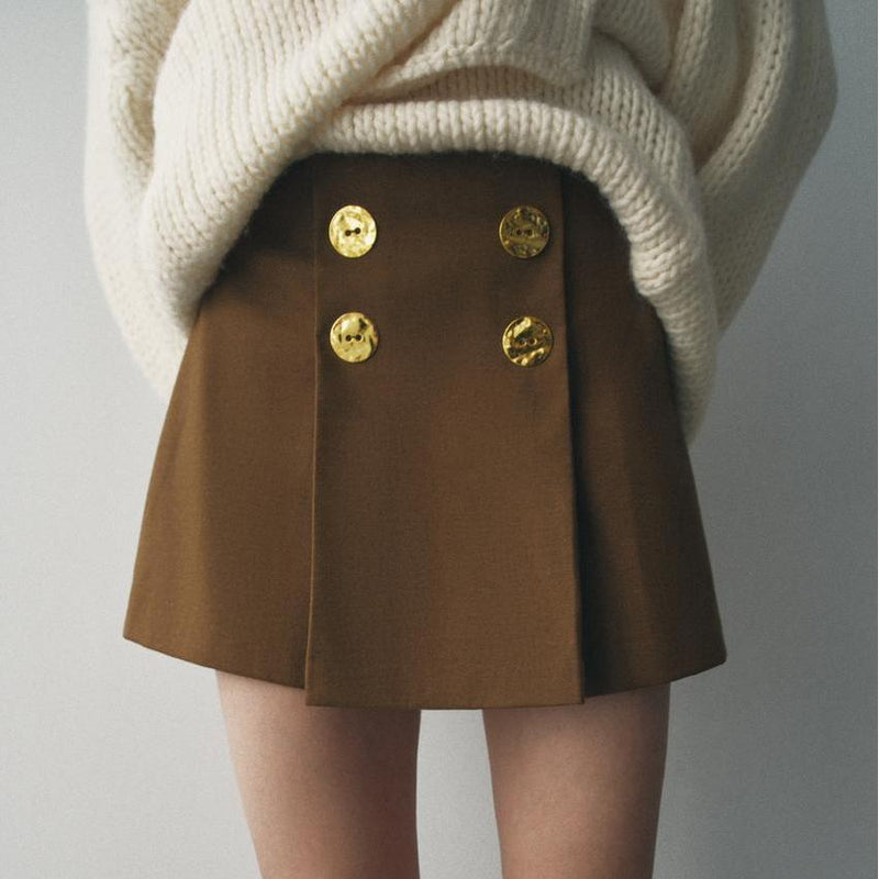 Autumn Winter High-Waist Slim Fit Retro Pleated Skirt