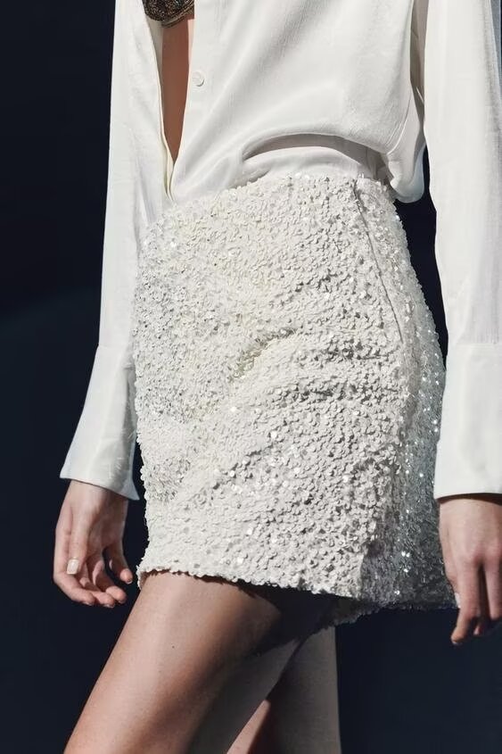 Sequin A-Line Mini Skirt - Elegant &amp; Sparkly