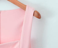 Square Neck Slimming Patchwork Puffy Dress