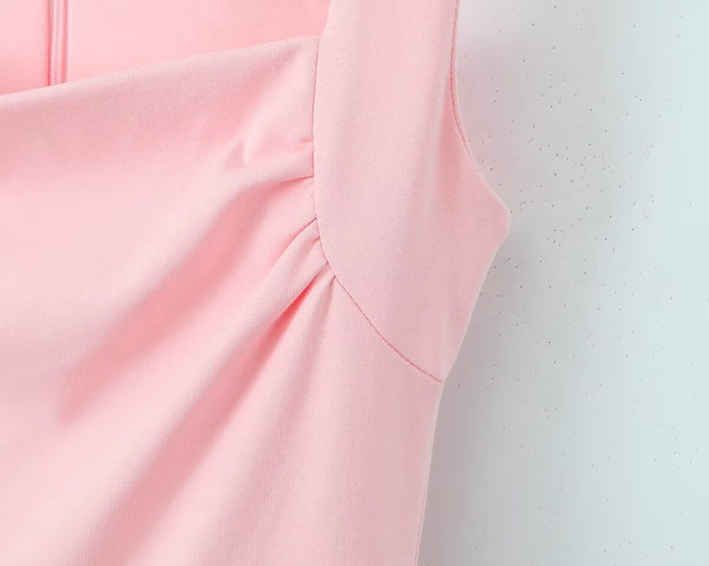 Square Neck Slimming Patchwork Puffy Dress