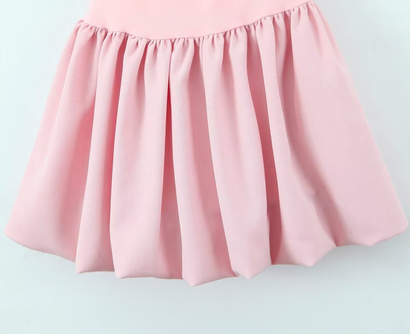 Square Neck Slimming Patchwork Puffy Dress