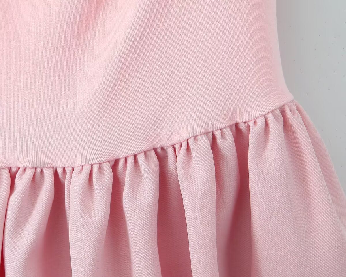 Square Neck Slimming Patchwork Puffy Dress
