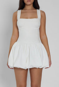 Square Neck Slimming Patchwork Puffy Dress