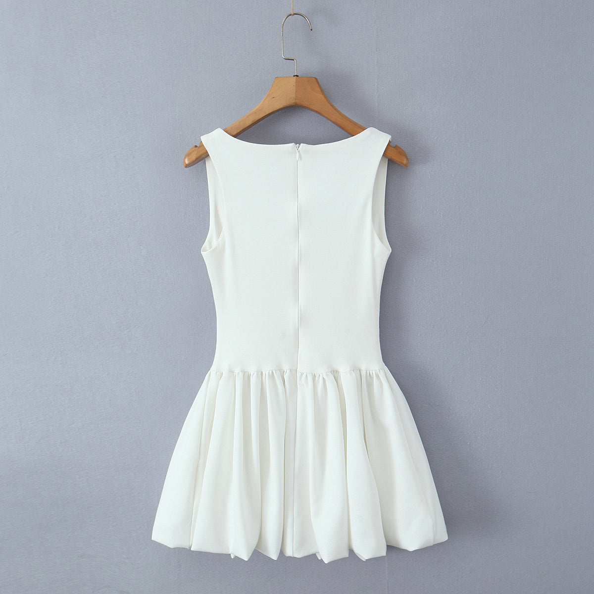 Square Neck Slimming Patchwork Puffy Dress