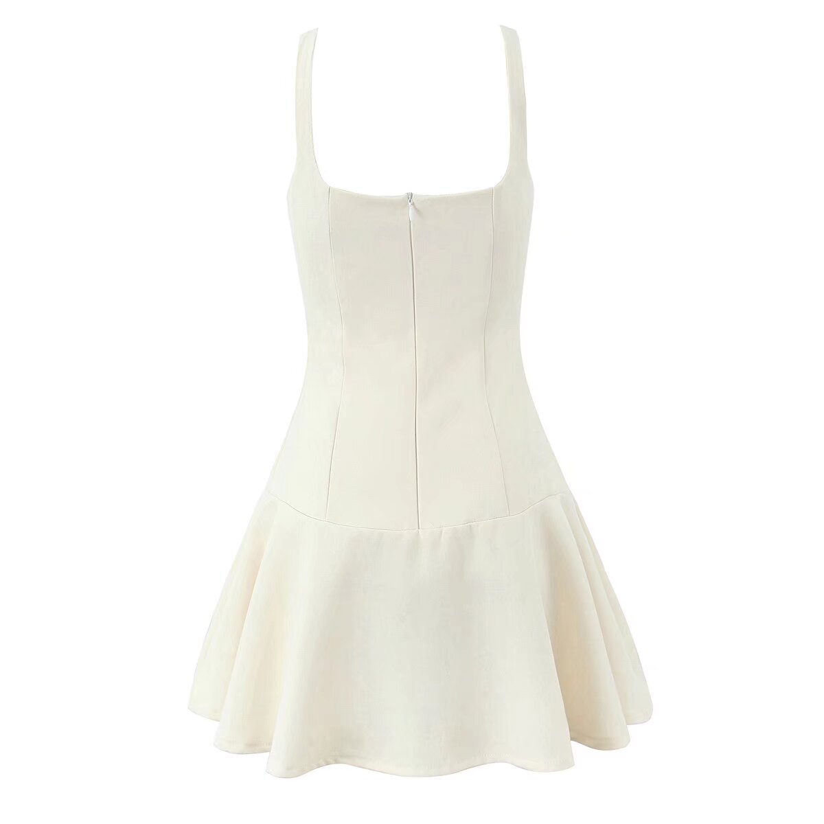 Retro Solid Color Bow Hollow Out Dress