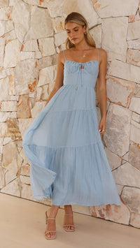 Sleeveless Splicing Sling Long Backless Lace-Up Large Swing Dress
