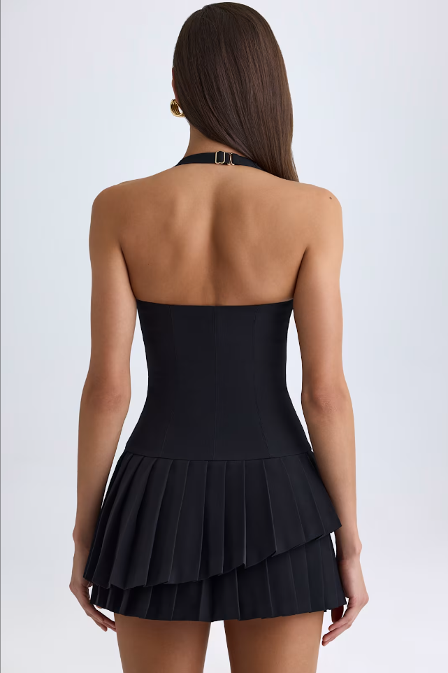 Sexy Halter Pleated Spring Dress