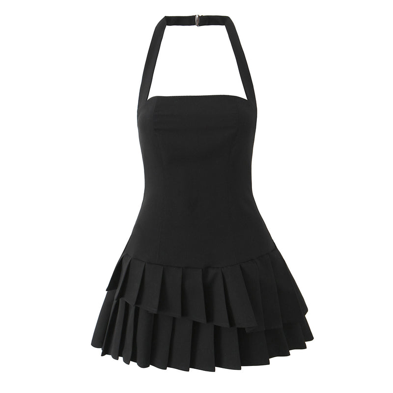 Sexy Halter Pleated Spring Dress