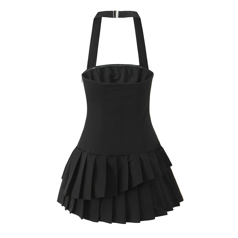 Sexy Halter Pleated Spring Dress