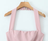 Sexy Halter Pleated Spring Dress