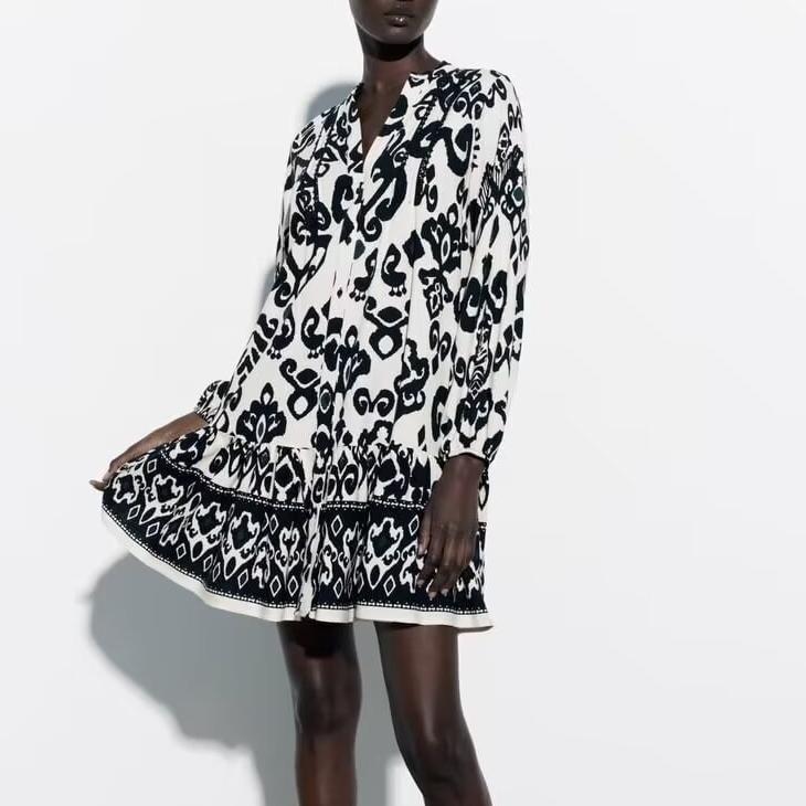 Polo Collar Long Sleeve Sweater Dress
