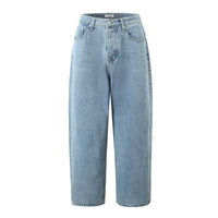 Women Spring Sexy Idle One-Breasted Washed Straight Loose Wide Leg Jeans