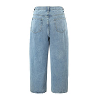 Women Spring Sexy Idle One-Breasted Washed Straight Loose Wide Leg Jeans