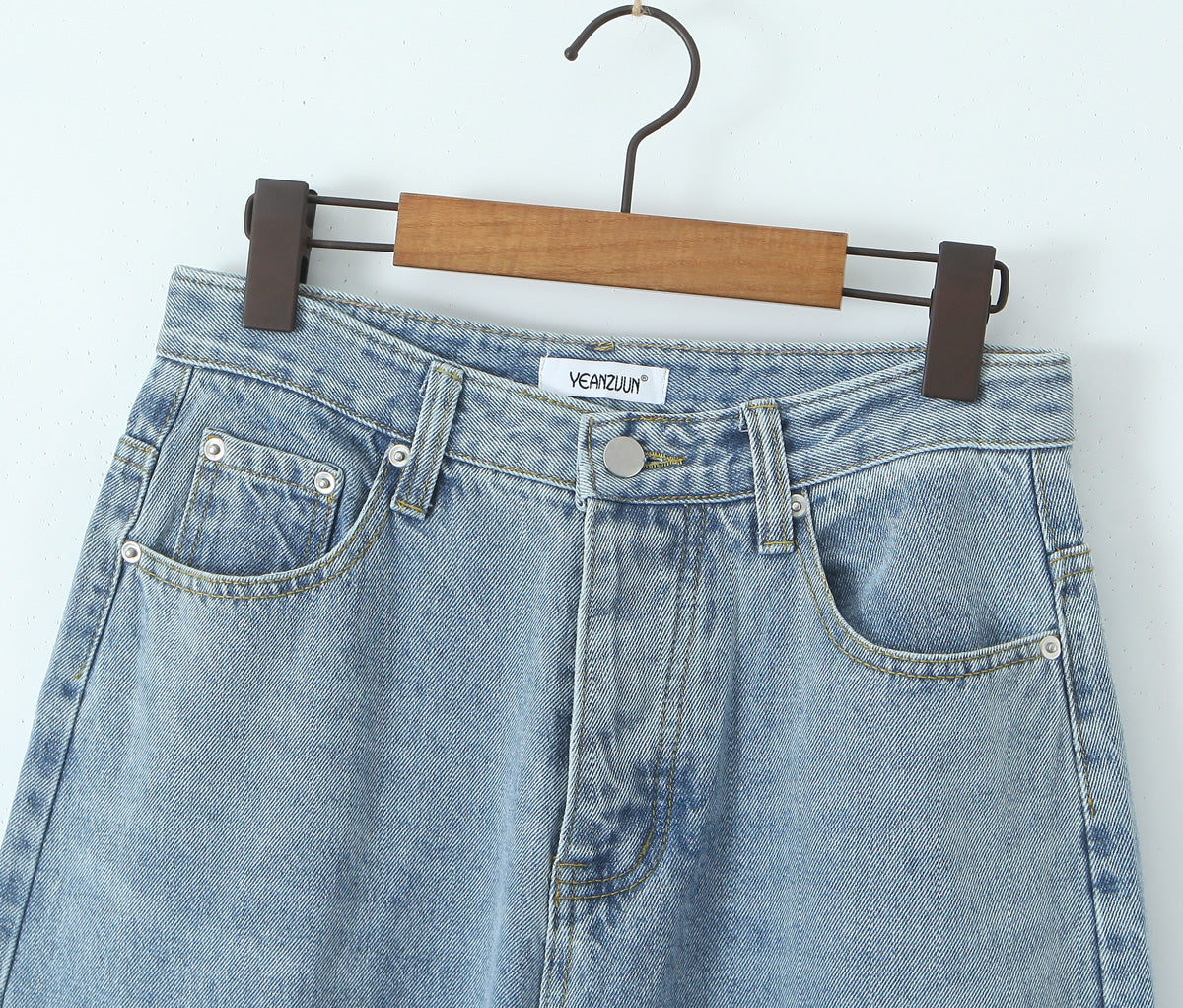 Women Spring Sexy Idle One-Breasted Washed Straight Loose Wide Leg Jeans