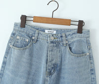 Women Spring Sexy Idle One-Breasted Washed Straight Loose Wide Leg Jeans