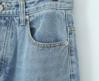 Women Spring Sexy Idle One-Breasted Washed Straight Loose Wide Leg Jeans