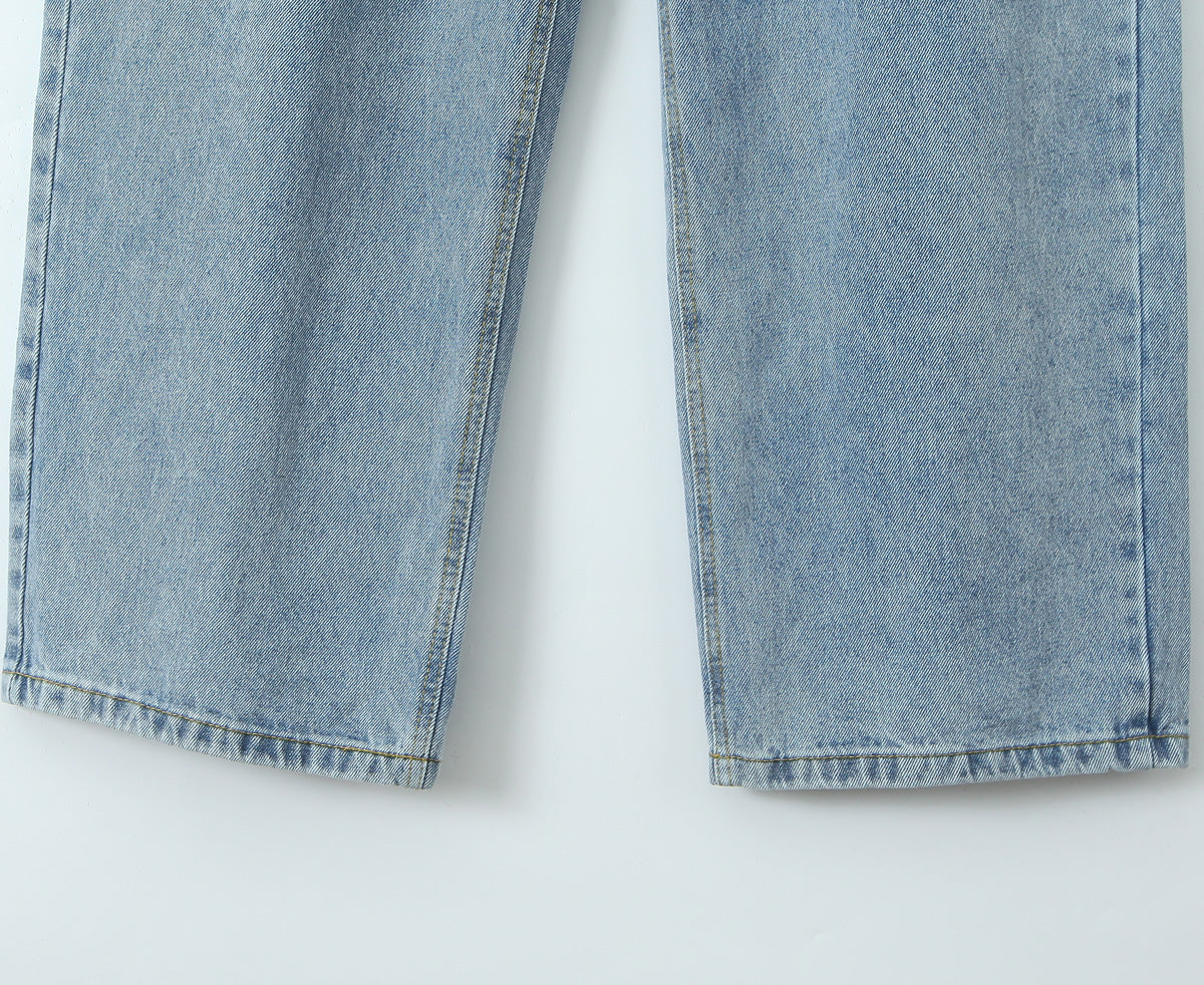 Women Spring Sexy Idle One-Breasted Washed Straight Loose Wide Leg Jeans