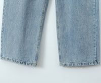 Women Spring Sexy Idle One-Breasted Washed Straight Loose Wide Leg Jeans