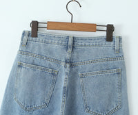 Women Spring Sexy Idle One-Breasted Washed Straight Loose Wide Leg Jeans