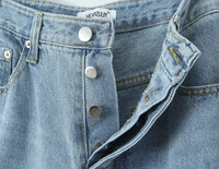 Women Spring Sexy Idle One-Breasted Washed Straight Loose Wide Leg Jeans