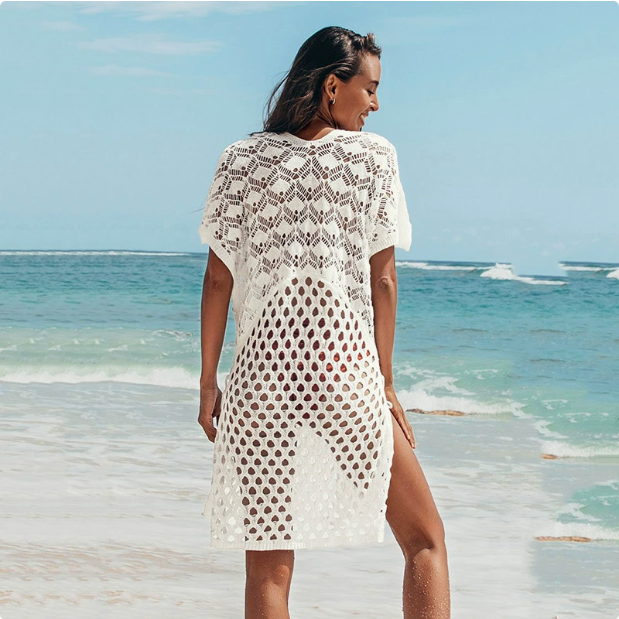 Knitted Hollow Out Cutout V-Neck cover-up