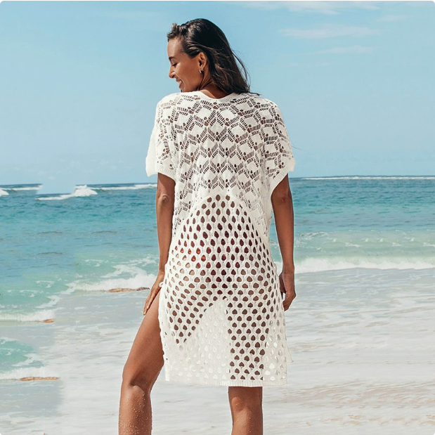 Knitted Hollow Out Cutout V-Neck cover-up