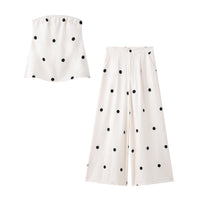 Polka Dot Tube Top &amp; Wide-Leg Pants Set