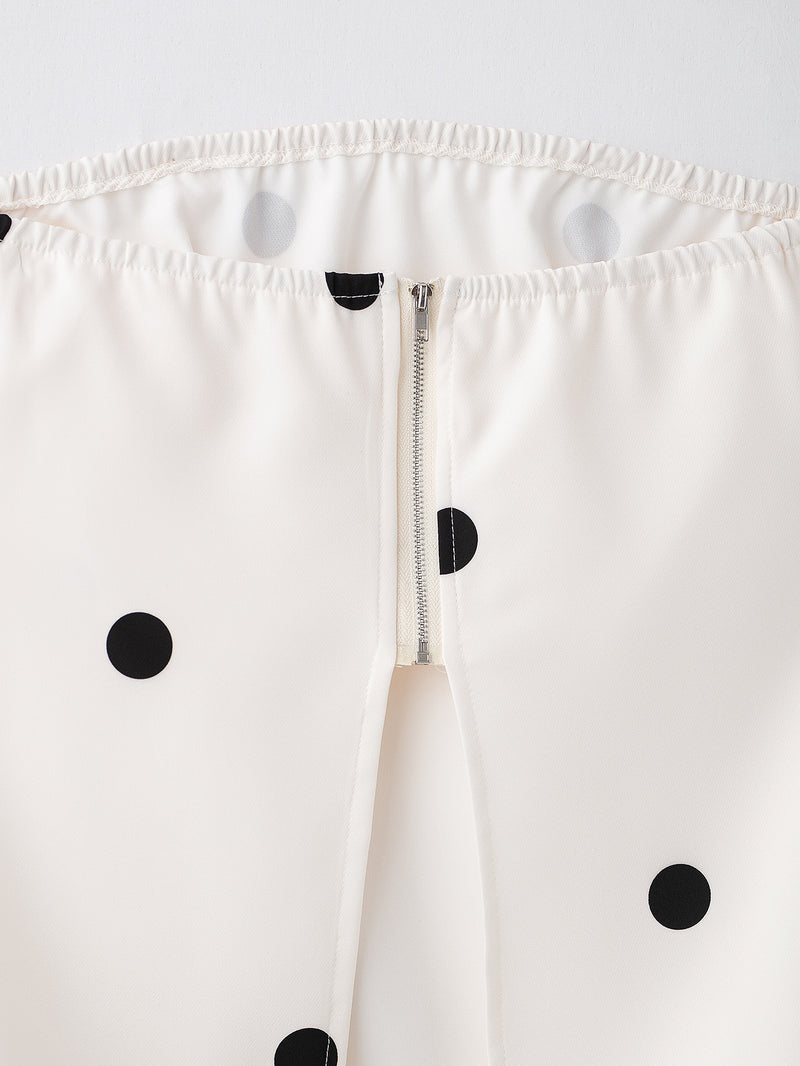 Polka Dot Tube Top &amp; Wide-Leg Pants Set