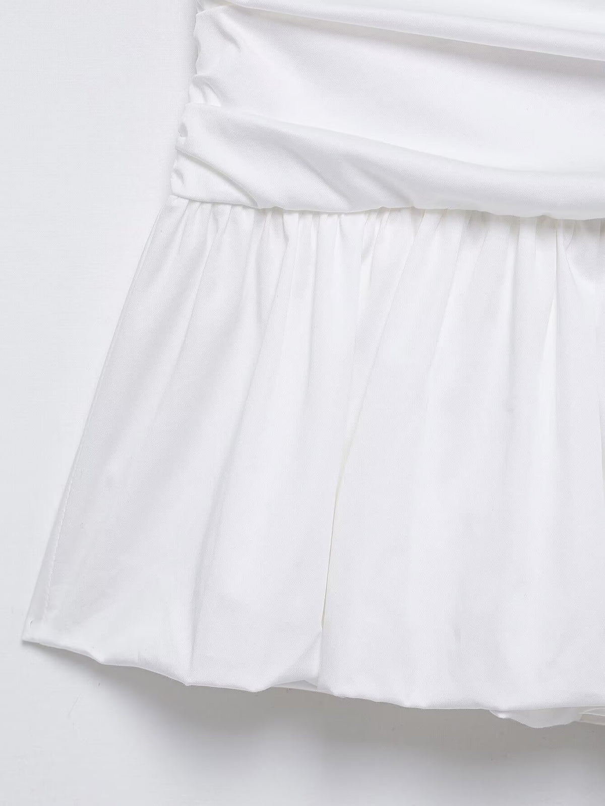 Pleated Wavy Poplin Tube Top and High-Waist Midi Skirt Set